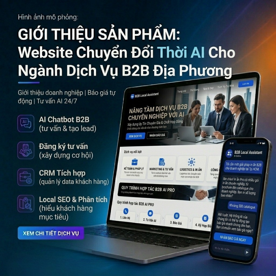 Website chuyển đổi thời AI cho ngành dịch vụ B2B địa phương