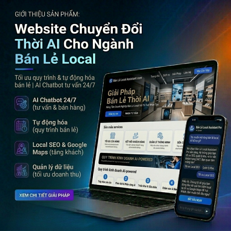 Website chuyển đổi thời AI cho ngành bán lẻ local