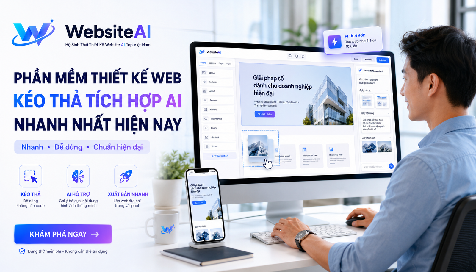 thiết kế web kéo thả