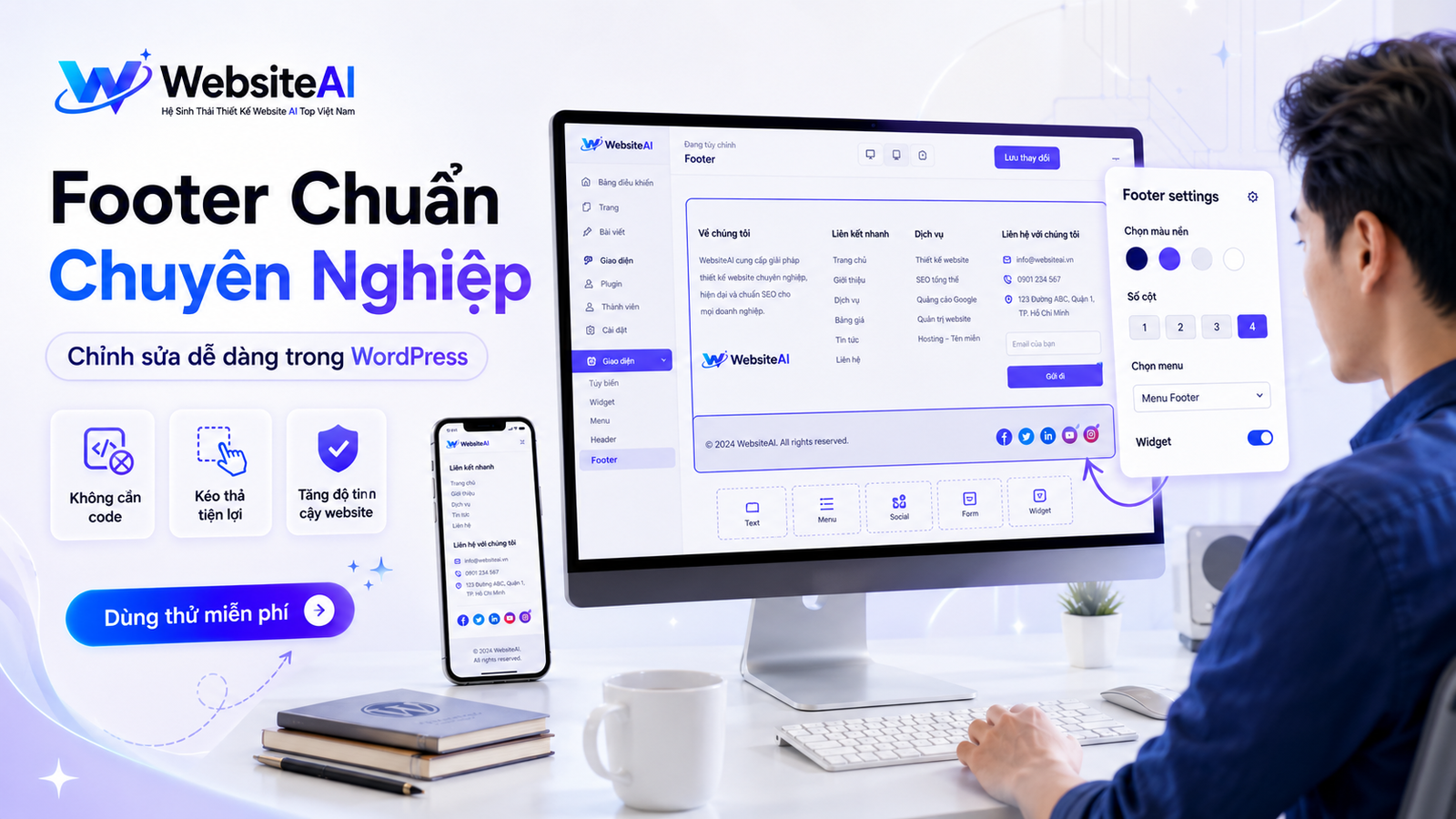 chỉnh sửa footer trong wordpress