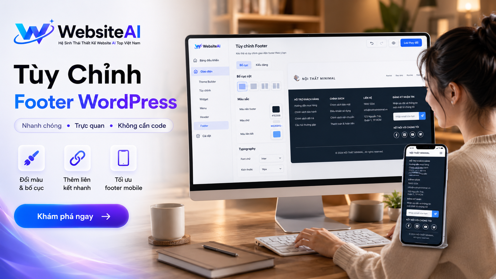 chỉnh sửa footer trong wordpress