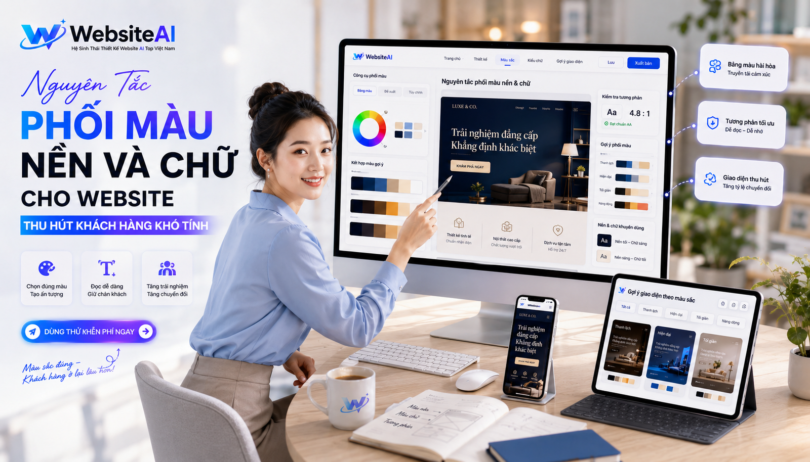 phối màu nền và chữ